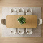 Ensemble de salle à manger 9 pièces pour 8 personnes, table à tréteaux extensible avec chaises rembourrées aux pieds en bois massif-Panipeachy
