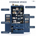 Garde-manger de cuisine autoportant 77H, armoire de rangement de style ferme avec étagères réglables, étagères de porte, tiroirs et casiers à vin - ModernLuxe
