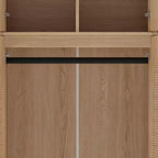 Armoire penderie grande capacité à 8 portes de 180 cm de haut avec tringle, étagères réglables et portes décoratives en rotin