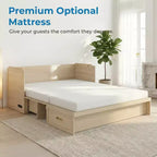 Lit escamotable convertible Queen Size Mjkone avec matelas, chargement USB, tiroirs de rangement