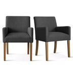 Lot de 6 chaises de salle à manger capitonnées avec accoudoirs, fauteuils modernes en lin avec pieds en bois, chaises d'appoint pour salle à manger, salon – Panipeachy