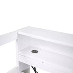 Lit de repos double XL Whisen en bois avec 2 lits gigognes, 3 compartiments de rangement, 1 lampe gratuite et port de chargement USB