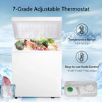 Congélateur coffre de 51 L avec panier amovible, drain inférieur, thermostat à 7 niveaux, conception autonome pour la maison et l'appartement