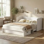 Lit escamotable convertible Queen Size Mjkone avec matelas, chargement USB, tiroirs de rangement