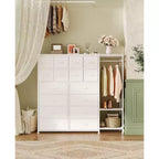 Commode de rangement avec 16 tiroirs, tringle à vêtements et étagères, organisateur de rangement en tissu pour chambre à coucher, placard ou entrée