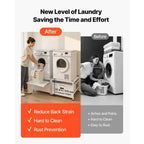 Socle de lave-linge et sèche-linge VEVOR, hauteur 57,4 cm, 73,6 x 73,6 cm, avec tiroir coulissant et espace de rangement, capacité de charge 362,9 kg, antidérapant, blanc