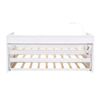 Lit de repos double XL Whisen en bois avec 2 lits gigognes, 3 compartiments de rangement, 1 lampe gratuite et port de chargement USB