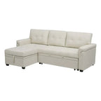 Canapé d'angle réversible convertible avec lit gigogne, méridienne de rangement et pieds durables