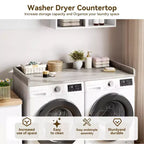 Comptoir pour lave-linge-sécheuse, dessus de machine à laver avec bord surélevé et tapis antidérapant pour le rangement des paniers à linge et l'organisation de la buanderie