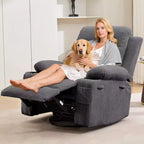 Fauteuil inclinable surdimensionné 360 pivotant et berçant avec massage et chaleur - Fauteuil de salon ergonomique avec porte-gobelets, poches latérales pour salon, chambre de bébé