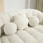 Fauteuil de salon en chenille blanc 63,78 cm avec rembourrage en mousse haute densité