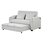 61.6 Canapé-lit convertible moderne en chenille avec ports USB, porte-gobelets et dossier réglable pour salon, appartement