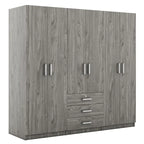 Armoire 6 portes en bois avec 3 grands tiroirs de rangement pour chambre à coucher