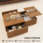 51.1 Table basse relevable moderne du milieu du siècle, table basse rectangulaire en noyer pour salon