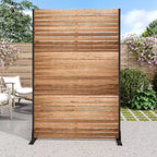 MAYEERTY Paravent de 183 cm avec Cadre Galvanisé, Séparateur de Pièce Effet Bois, Brise-vue, Clôture de Jardin, Patio Beige