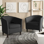2 fauteuils club modernes en lin avec accoudoirs ronds