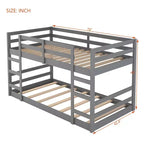 Lit superposé bas, Lit superposé en bois avec échelle, Lit superposé avec garde-corps complets