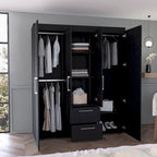 Armoire Bariloche avec tringles, étagères et 2 tiroirs