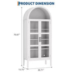 Meuble de rangement, Noir/Blanc, Style Arqué, Simple, 71 po de hauteur avec lumières DEL et portes vitrées