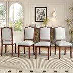 Lot de 4 chaises de salle à manger de style ferme avec dossier haut et assise rembourrée