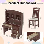 Bureau d'ordinateur en bois moderne Okak pour la maison avec plateau/chaise et étagère, bureau d'écriture de rangement pour adolescents et étudiants pour l'étude, le bureau