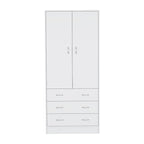 Grande Armoire Moderne à Deux Portes avec 3 Tiroirs et 1 Tringle pour Chambre à Coucher
