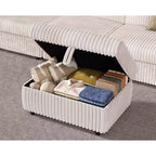 Canapé d'angle modulaire en velours côtelé Dyonery avec housses lavables