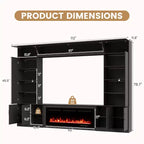 Meuble TV mural EROMMY 112L avec cheminée et lumières LED