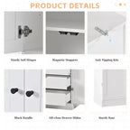 Garde-manger de cuisine autoportant 77H, armoire de rangement de style ferme avec étagères réglables, étagères de porte, tiroirs et casiers à vin - ModernLuxe