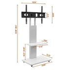 Meuble TV pour téléviseurs de 32 à 75 pouces, Chariot TV mobile à hauteur réglable avec tiroir et roulettes pour salon, chambre, bureaux -ModernLuxe