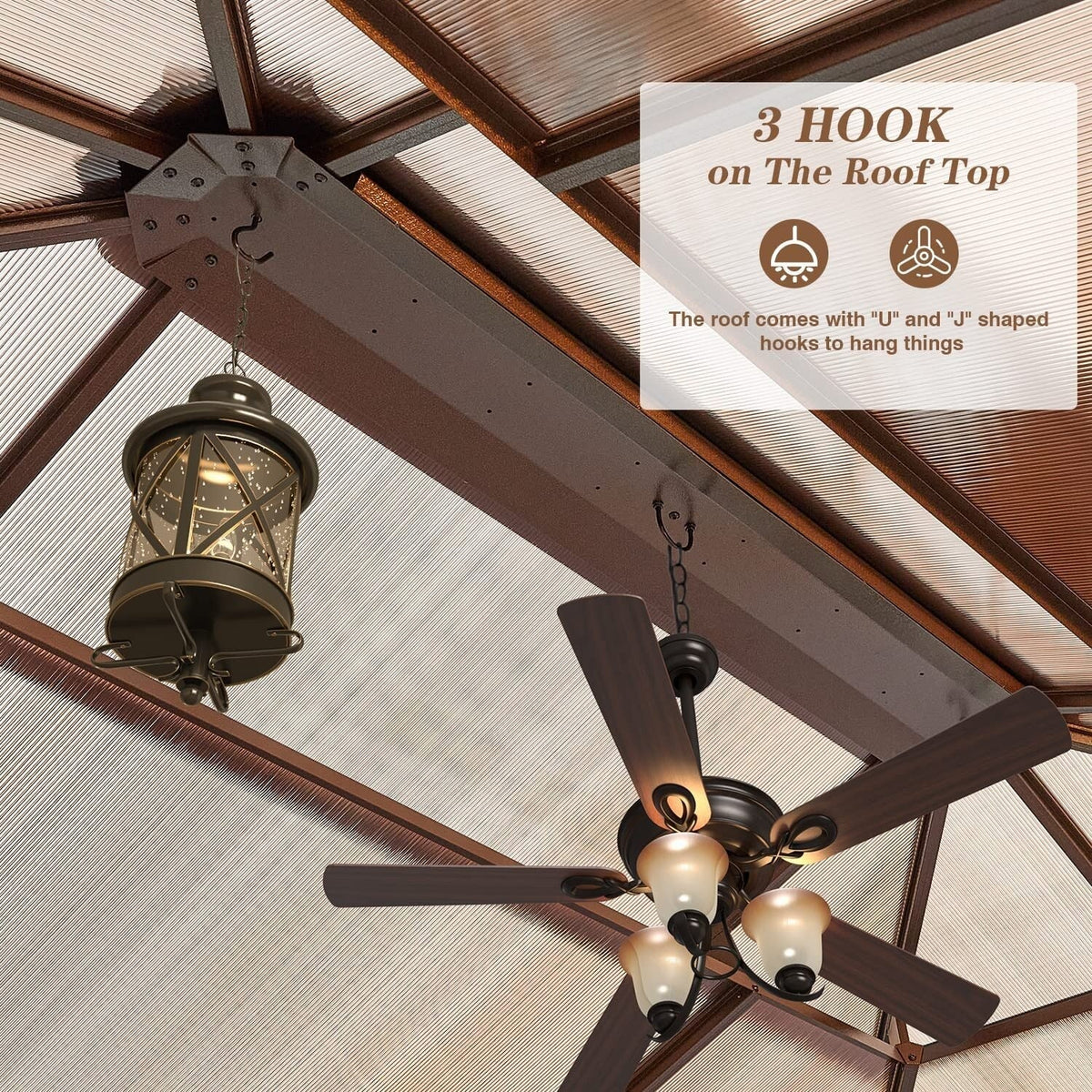 Tonnelle EROMMY à toit rigide, pergola extérieure avec double toit, moustiquaire et rideaux, auvent robuste pour patio, jardin, fête au bord de la piscine