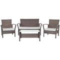SAFAVIEH Outdoor Living Avaron, ensemble de patio 4 pièces avec coussins marron/gris