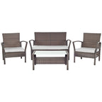 SAFAVIEH Outdoor Living Avaron Brown/ Grey Cushion 4-piece Patio Set