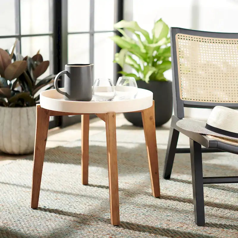 SAFAVIEH Outdoor Estefany – Table d'appoint avec plateau amovible – 24Lx24Px20H