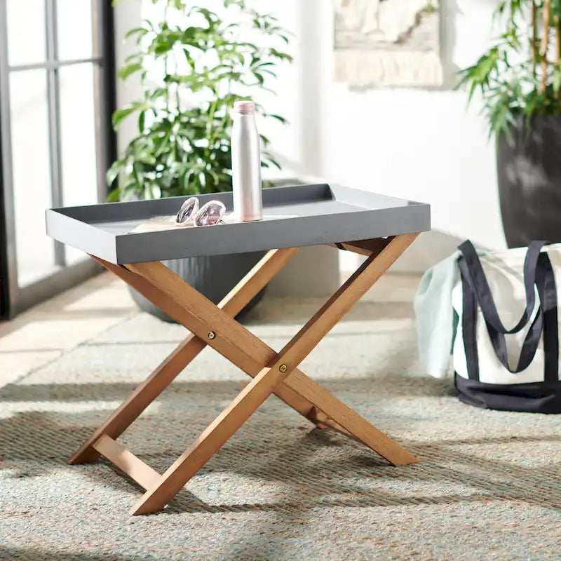 SAFAVIEH Table d'appoint d'extérieur Anife avec plateau amovible - 23,6 L x 15,7 P x 19,6 H - 23,6 L x 15,7 P x 19,6 H - 24Lx16Px20H