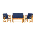 Ensemble de conversation d'extérieur 4 pièces en bois avec coussins Beckton