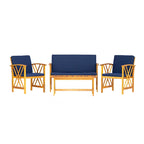 Ensemble de conversation d'extérieur 4 pièces en bois avec coussins Beckton