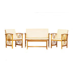 Ensemble de conversation d'extérieur 4 pièces en bois avec coussins Beckton