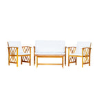 Ensemble de conversation d'extérieur 4 pièces en bois avec coussins Beckton