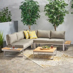 Ensemble de canapé 4 pièces en aluminium Sterling avec coussins par Christopher Knight Home