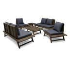 Salon de jardin 6 places d'extérieur Sedona en bois d'acacia avec table d'appoint et table basse Christopher Knight Home