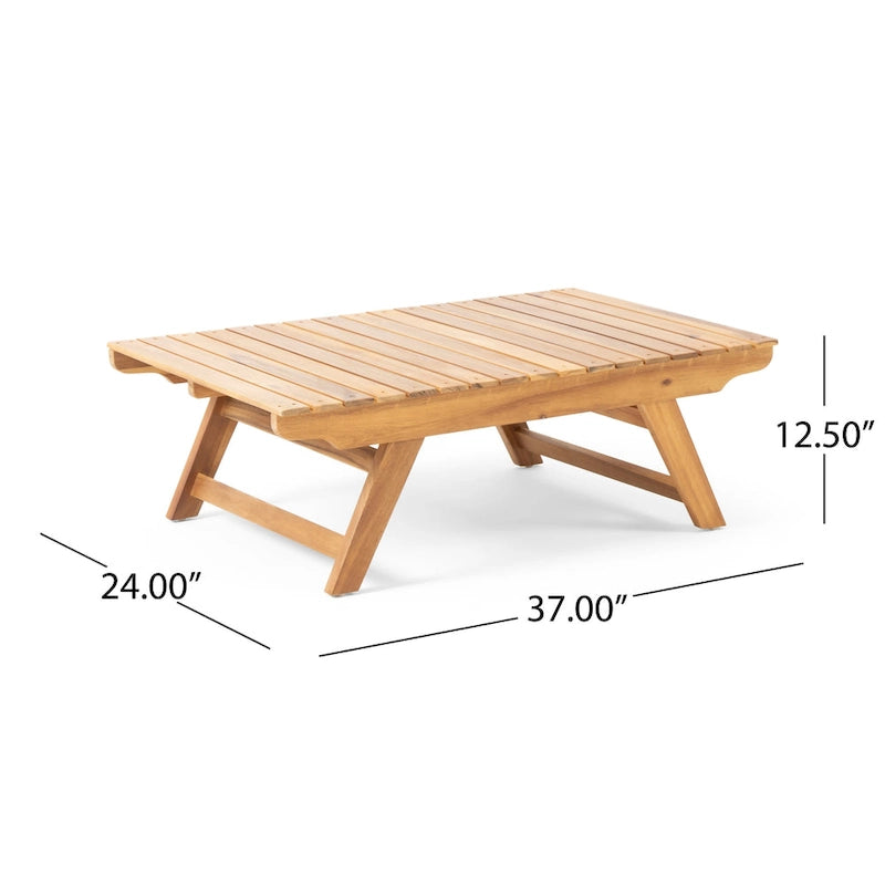 Salon de jardin 6 places d'extérieur Sedona en bois d'acacia avec table d'appoint et table basse Christopher Knight Home