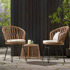 Tavon Wicker Outdoor 3 Piece Chat Set with Cushions by Christopher Knight Home