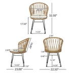 Tavon Wicker Outdoor 3 Pièces Salon de Jardin avec Coussins par Christopher Knight Home