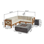 Ensemble de canapé d'angle 5 places en bois d'acacia Culatra avec foyer de Christopher Knight Home