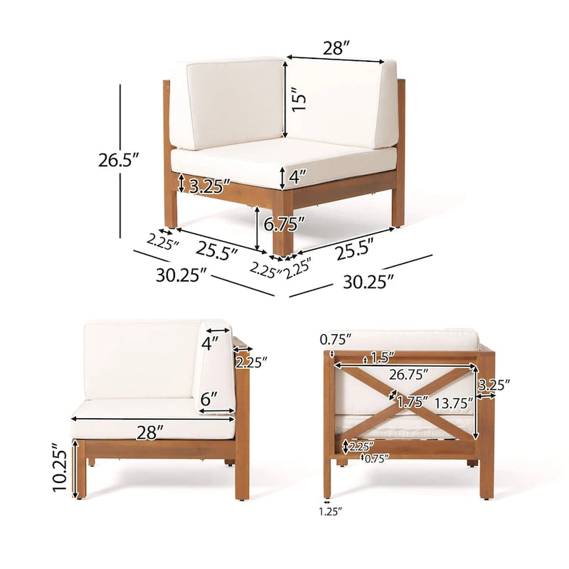 Ensemble de canapé d'angle 5 places en bois d'acacia Culatra avec foyer de Christopher Knight Home