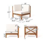 Ensemble de canapé d'angle 5 places en bois d'acacia Culatra avec foyer de Christopher Knight Home