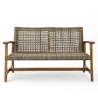Ensemble de conversation d'extérieur 4 places en bois d'acacia et osier Augusta avec foyer par Christopher Knight Home