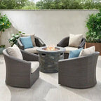 Glenwood Outdoor 5-piece Wicker Aluminum Fire Pit Swivel Chat Set with Cushion by Christopher Knight Home