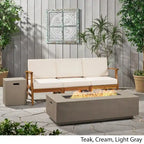 Ensemble de conversation d'extérieur 5 pièces en bois d'acacia Perla avec foyer par Christopher Knight Home